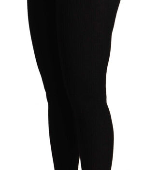 Dolce & Gabbana Black Cashmere Stretch Waist Tights Pants Dolce & Gabbana 