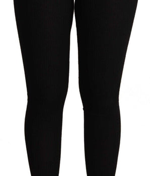 Dolce & Gabbana Black Cashmere Stretch Waist Tights Pants Dolce & Gabbana 