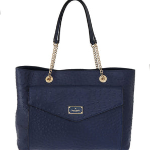 Kate Spade Elegante bolso de mano de piel de avestruz en azul