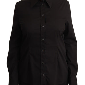 Dolce &amp; Gabbana Elegant Black Cotton Blend Collared Top