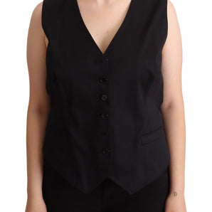 Dolce & Gabbana Chic Buttoned Black Waistcoat