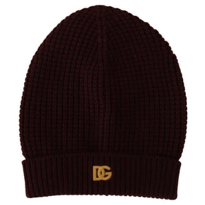 Dolce & Gabbana Elegant Cashmere Knit Beanie in Dark Red