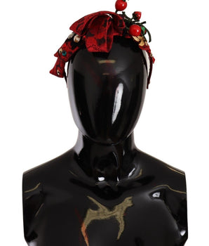 Dolce & Gabbana Red Tiara Berry Fruit Crystal Bow Hair Diadem Headband Dolce & Gabbana 
