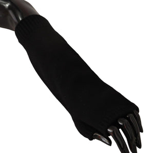 Dolce &amp; Gabbana Elegant Black Cashmere Fingerless Gloves