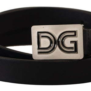 Dolce & Gabbana Elegant Black Leather Belt with Silver Buckle