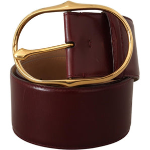 Dolce & Gabbana Elegant Brown Leather Belt with Gold Oval Buckle