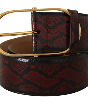 Dolce & Gabbana Red Exotic Leather Gold Oval Buckle Belt Dolce & Gabbana 