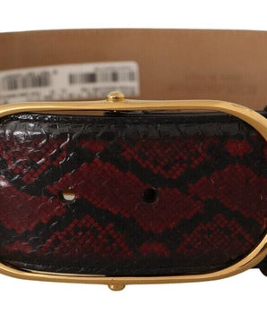 Dolce & Gabbana Red Exotic Leather Gold Oval Buckle Belt Dolce & Gabbana 