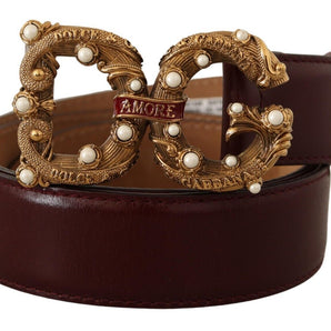 Dolce &amp; Gabbana Elegant Bordeaux Leather Amore Belt