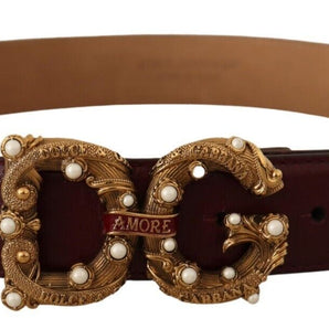 Dolce &amp; Gabbana Elegant Bordeaux Leather Amore Belt