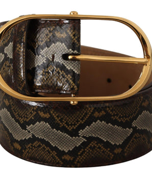 Dolce &amp; Gabbana Elegante cinturón de piel con hebilla ovalada dorada