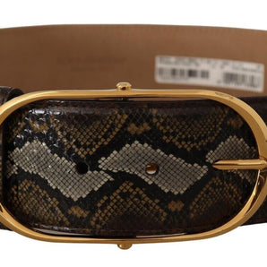 Dolce &amp; Gabbana Elegant Gold Oval Buckle Leather Belt