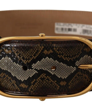 Dolce &amp; Gabbana Elegante cinturón de piel con hebilla ovalada dorada