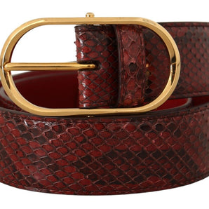 Dolce &amp; Gabbana Elegante cinturón de piel de serpiente rojo