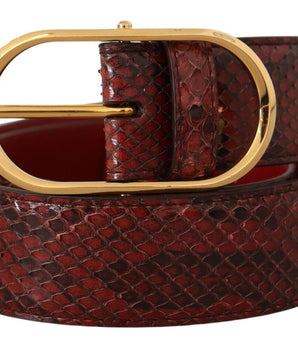 Dolce & Gabbana Red Exotic Leather Gold Oval Buckle Belt Dolce & Gabbana 
