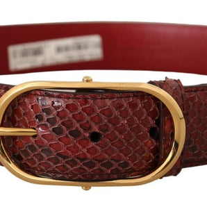 Dolce &amp; Gabbana Elegante cinturón de piel de serpiente rojo