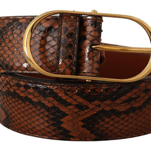 Dolce &amp; Gabbana Elegant Leather Belt with Gold Buckle