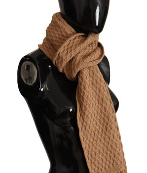 Dolce &amp; Gabbana Dark Brown Wrap Shawl Knitted Camel Scarf