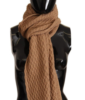 Dolce &amp; Gabbana Dark Brown Wrap Shawl Knitted Camel Scarf