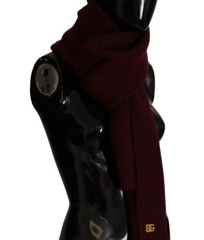 Dolce & Gabbana Dark Red Cashmere Logo Wrap Shawl Knitted Scarf