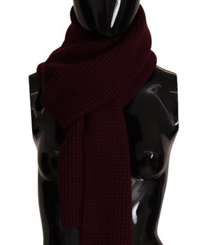 Dolce & Gabbana Dark Red Cashmere Logo Wrap Shawl Knitted Scarf
