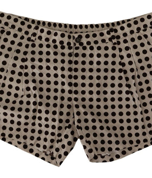 Dolce & Gabbana Black White Polka Dots Cotton Linen Shorts