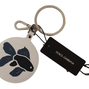 Dolce &amp; Gabbana Chic White Leather Keychain