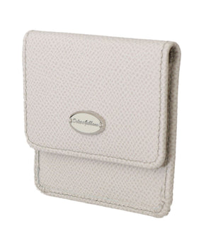 Dolce & Gabbana White Dauphine Leather Holder Pocket Wallet Condom Case