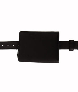 Dolce & Gabbana Black Leather Trifold Purse Belt Strap Multi Kit Wallet