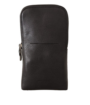 Dolce & Gabbana Black Leather Purse Double Belt Strap Multi Kit Wallet