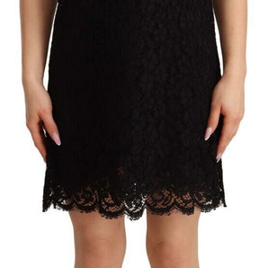 Dolce & Gabbana Elegant Floral Lace Sheath Dress in Black