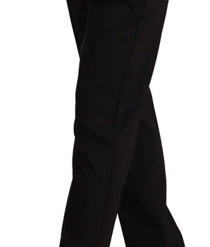 Dolce & Gabbana Black Mid Waist Skinny Trouser Wool Pants
