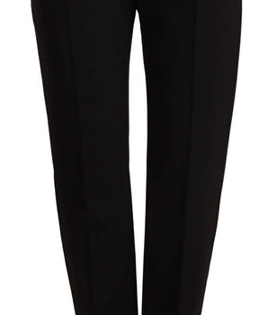 Dolce & Gabbana Black Mid Waist Skinny Trouser Wool Pants