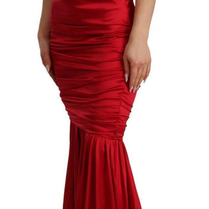 Dolce &amp; Gabbana Elegant Red Silk Stretch Mermaid Dress