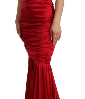 Dolce &amp; Gabbana Elegante vestido de sirena elástico de seda roja