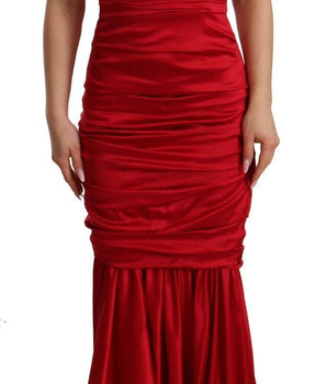 Dolce &amp; Gabbana Elegante vestido de sirena elástico de seda roja