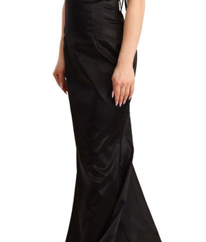Dolce & Gabbana Black Silk Stretch Sheath Mermaid Gown Dress