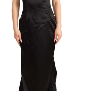 Dolce &amp; Gabbana Elegante vestido negro de sirena sin tirantes