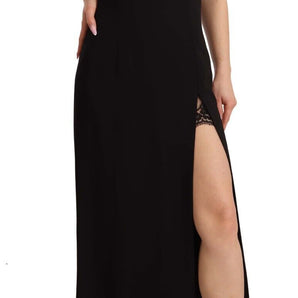 Dolce &amp; Gabbana Elegant Black V-Neck Sheath Midi Dress