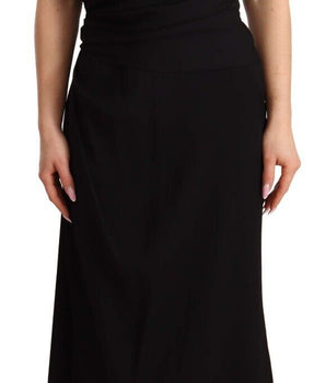 Dolce & Gabbana Black Silk Stretch Strapless Sheath Midi Dress