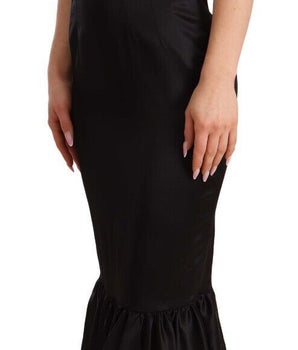 Dolce & Gabbana Black Silk Stretch Sheath Mermaid Midi Dress