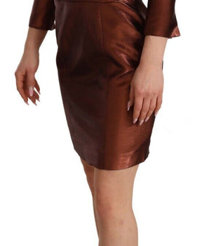 Minivestido elegante color bronce con escote cuadrado de GF Ferre