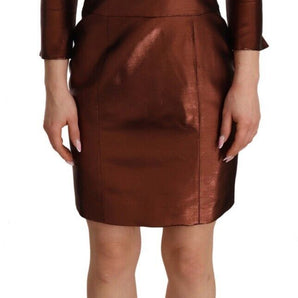 GF Ferre Elegant Bronze Sheath Mini Dress with Square Neck