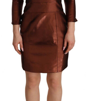 Minivestido elegante color bronce con escote cuadrado de GF Ferre