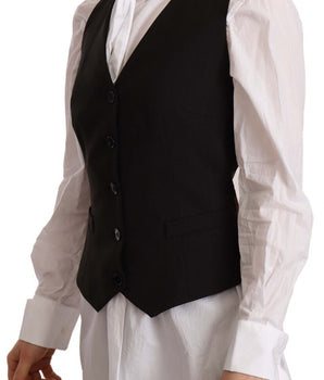 Dolce &amp; Gabbana Elegante top sin mangas con botones en negro