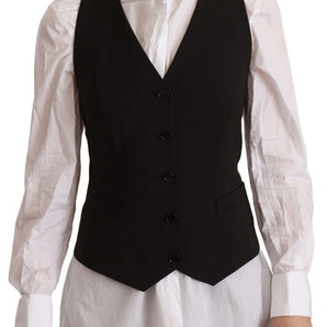 Dolce & Gabbana Elegant Black Buttoned Vest Top