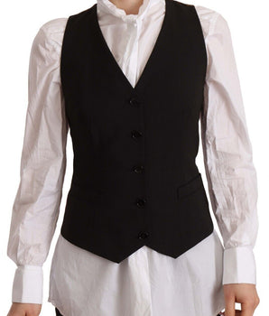 Dolce &amp; Gabbana Elegante top sin mangas con botones en negro