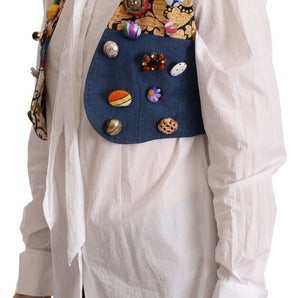 Dolce &amp; Gabbana Multicolor Cropped Vest Top with Button Accents