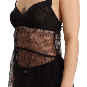 Dolce & Gabbana Elegant Black Silk Lingerie Chemise