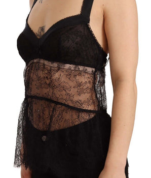 Dolce & Gabbana Black Silk Lace Babydoll Nylon Lingerie Top